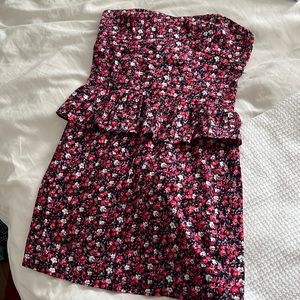 Aqua peplum floral dress